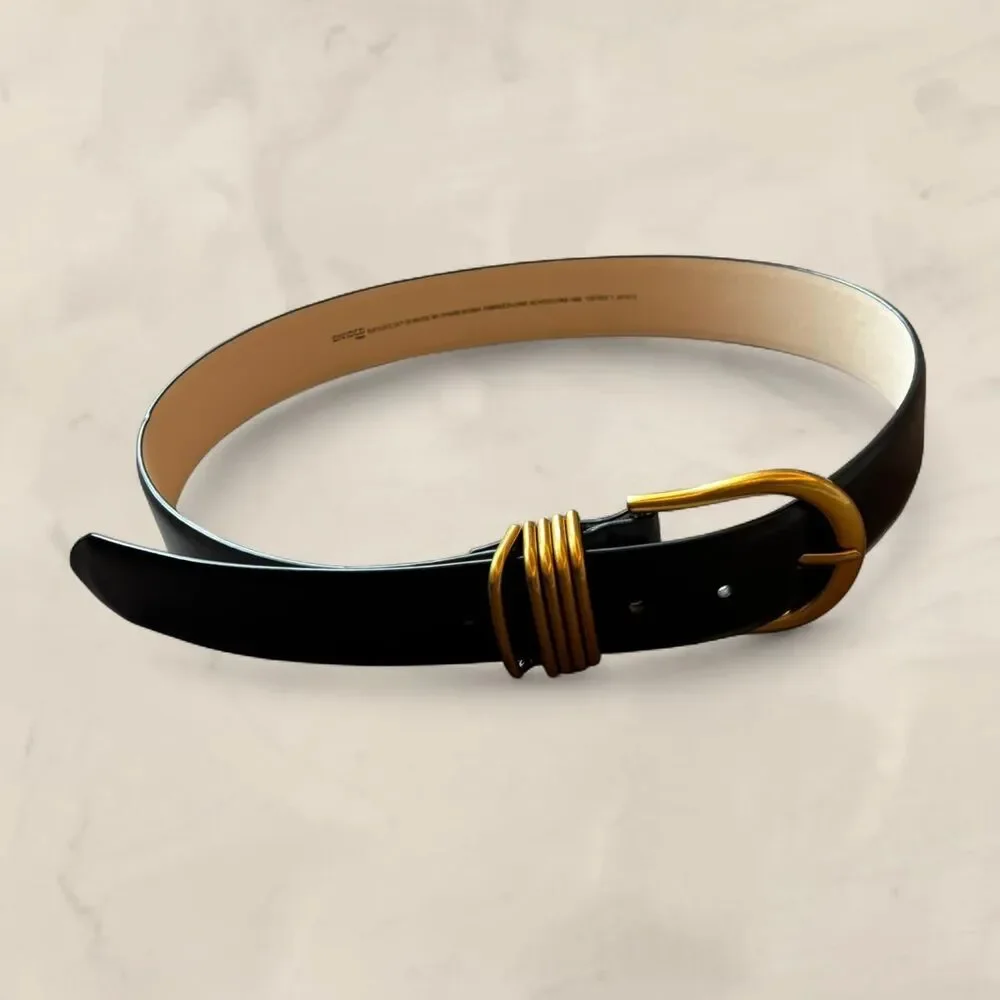 H&M black belt with gold buckle size small - Picture 1 of 5